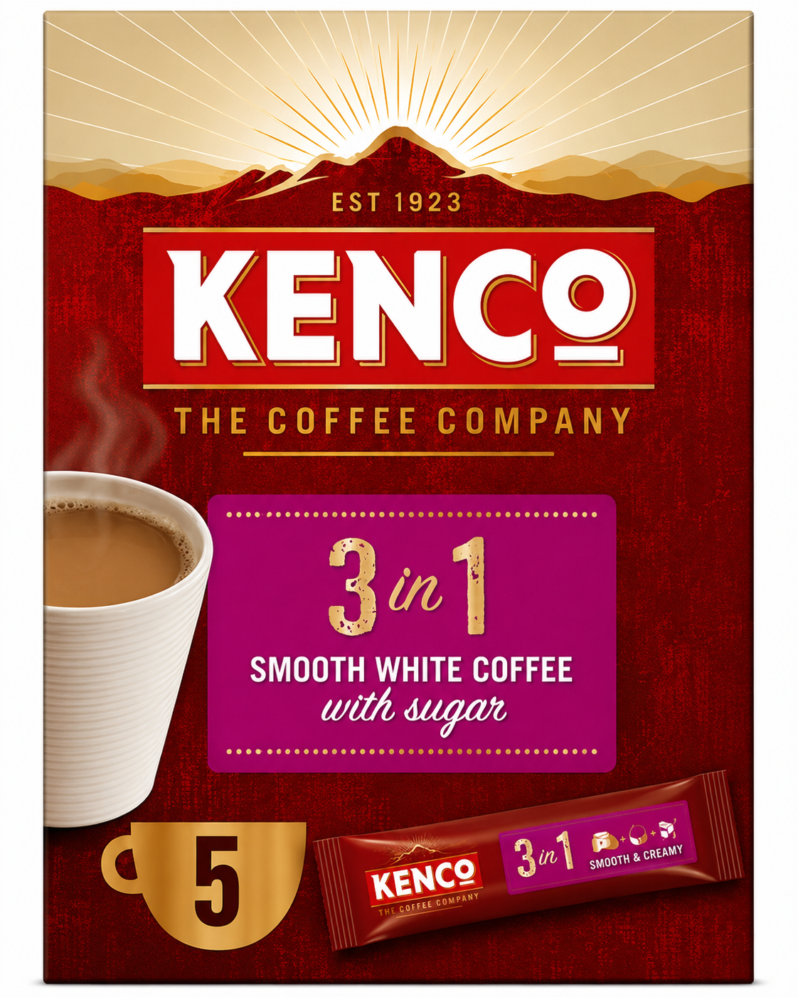Kenco 3 In 1 Instant Smooth White Coffee 5 Sachet 100G